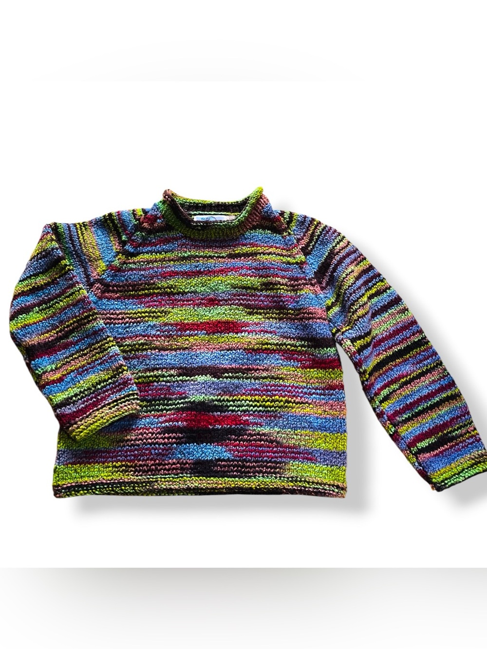 Hand knit Wool The Sweater Venture Women’s Small Pullover Multi-color Hi-texture